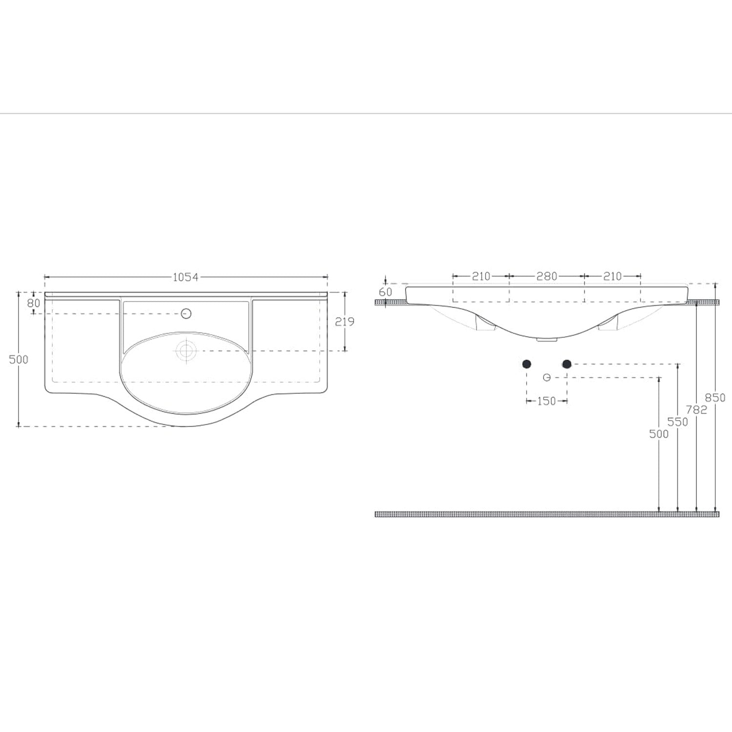 Mobile bagno a terra in legno bianco - 85 cm, Specchio senza pensile