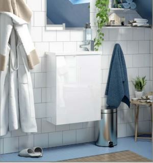 Mobile bagno sospeso Compact Cody completo di lavabo e specchio Colore Bianco - Bianco Laccato