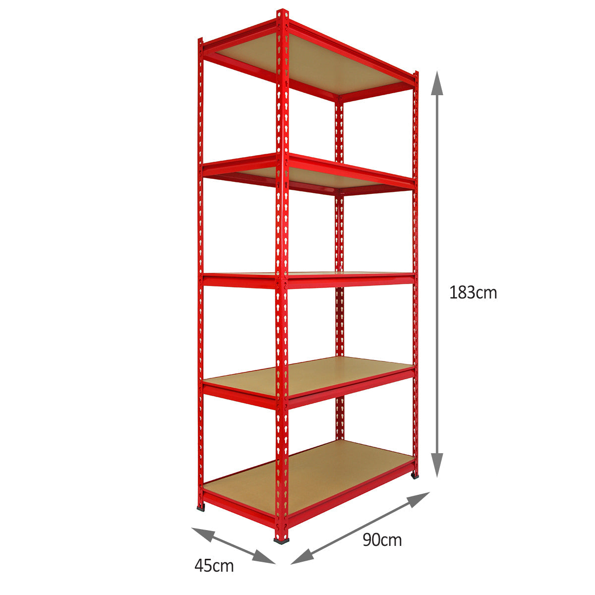 1 Scaffale ad Angolo & 4 Scaffali Z-Rax in Acciaio Senza Bulloni Rossi per Box