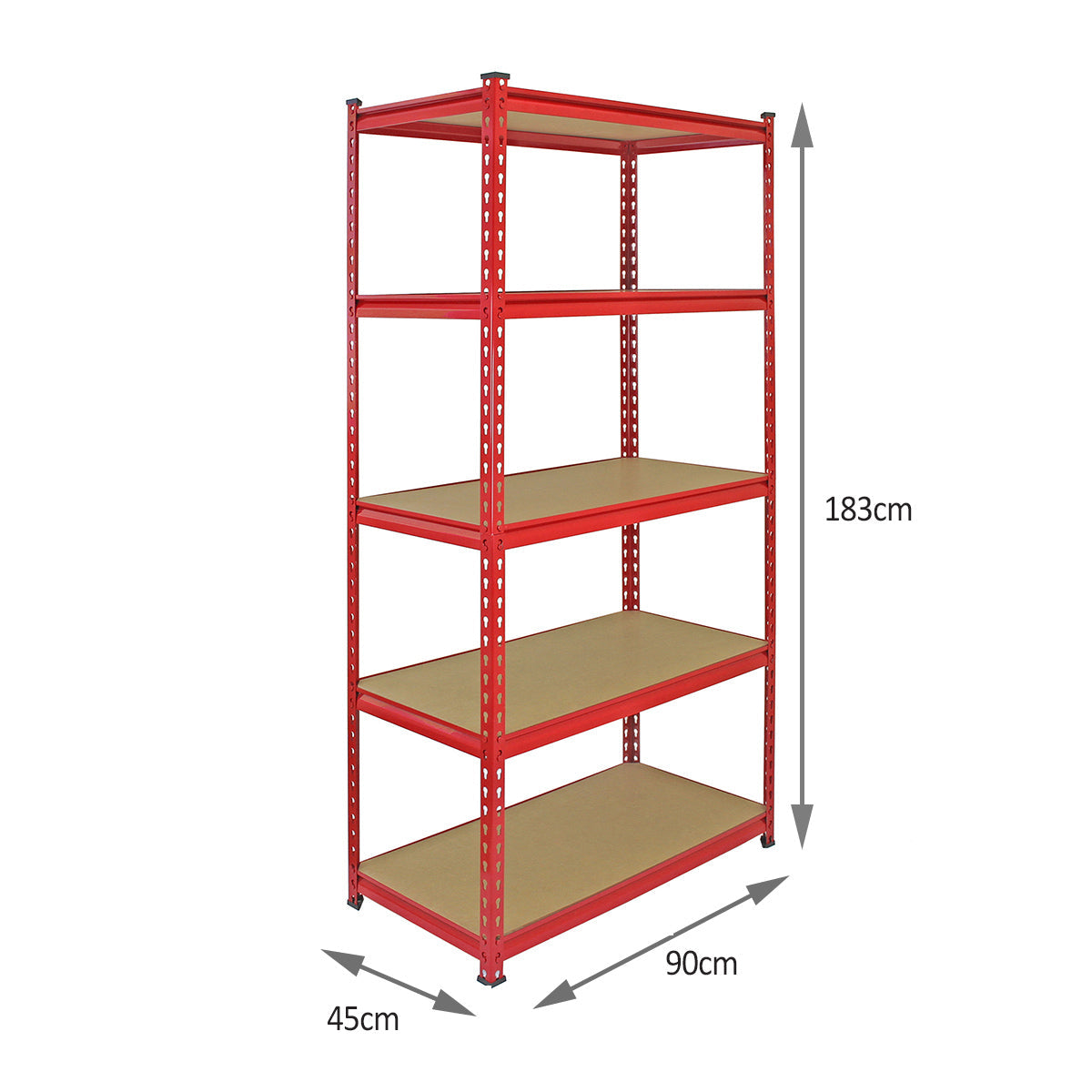 Scaffale in Acciaio Senza Bulloni Z-Rax Rosso Largo 90cm per Magazzino e Garage