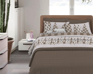 Completo Letto in Flanella Calda e Morbida Anti Pilling - Set Flanellato 3 Misure parure con Federe - Canada beige - 2 Piazze