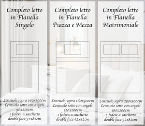 Completo Letto in Flanella Calda e Morbida Anti Pilling - Set Flanellato 3 Misure parure con Federe - Canada beige - 2 Piazze