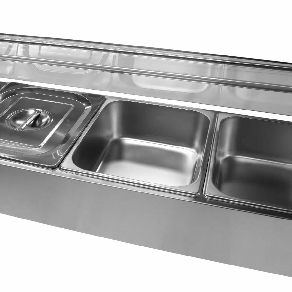 Espositore a Bagnomaria per Ristoranti Pizzerie con 5 Vaschette in Acciaio Inox