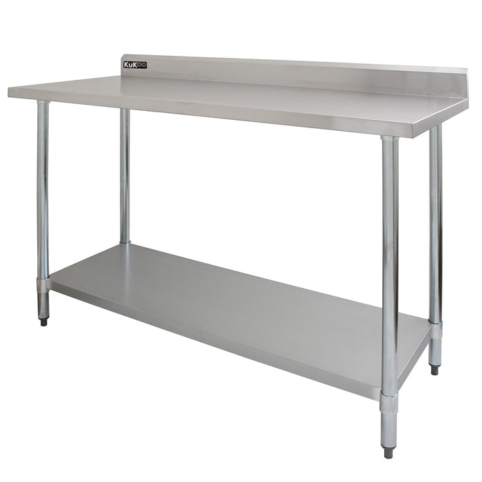 Set Tavolo & Ripiano per Cucina Commerciale con Mensole in Acciaio Inox da Cucina Ristorante, Acciaio Inossidabile Resistente alla Corrosione- Singola - 150cm