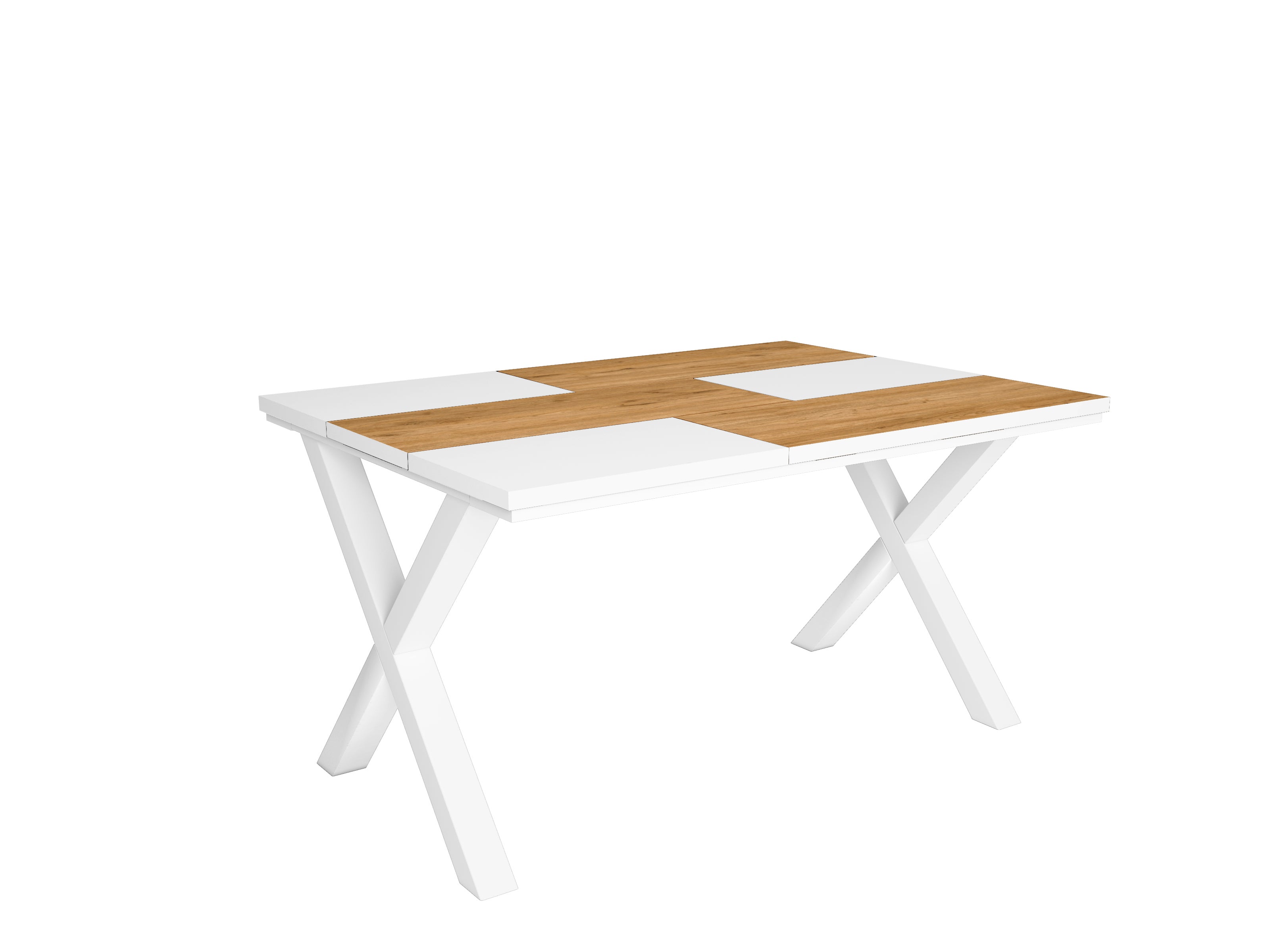 Tavolo da pranzo 6 posti 140x90 cm con gambe in legno stile moderno colore Bianco e Rovere