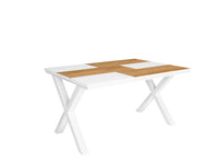 Tavolo da pranzo 6 posti 140x90 cm con gambe in legno stile moderno colore Bianco e Rovere