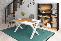 Tavolo da pranzo 6 posti 140x90 cm con gambe in legno stile moderno colore Bianco e Rovere