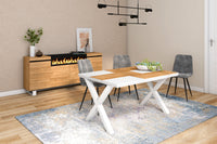 Tavolo da pranzo 6 posti 140x90 cm con gambe in legno stile moderno colore Bianco e Rovere