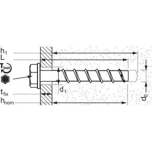 Mcs-S-Vite Certificata Eta C1 Per Calcestruzzo Con Testa Esagonale E Rondella Integrata Rivestita In Zinco Lamellare-Mungo-Diametro Tasselli Mcs 8X60 Mm-50 Pz