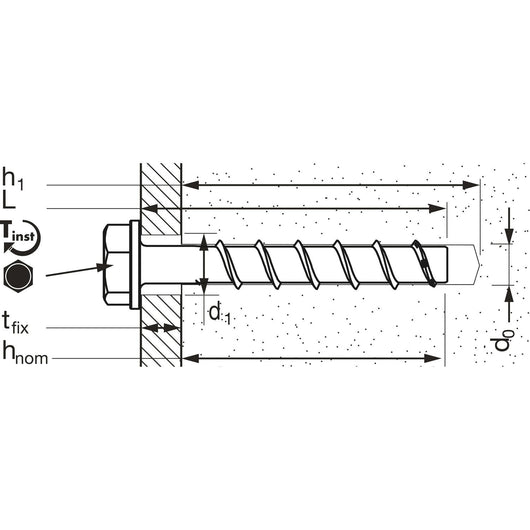 Mcs-S-Vite Certificata Eta C1 Per Calcestruzzo Con Testa Esagonale E Rondella Integrata Rivestita In Zinco Lamellare-Mungo-Diametro Tasselli Mcs 8X60 Mm-50 Pz