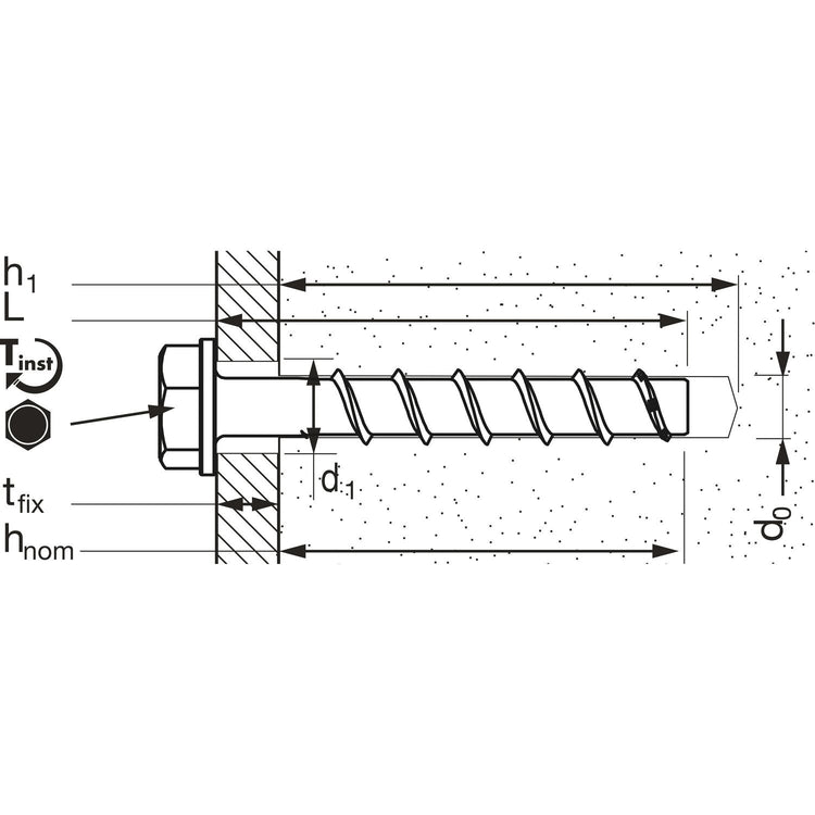 Mcs-S-Vite Certificata Eta C1 Per Calcestruzzo Con Testa Esagonale E Rondella Integrata Rivestita In Zinco Lamellare-Mungo-Diametro Tasselli Mcs 8X120 Mm-50 Pz