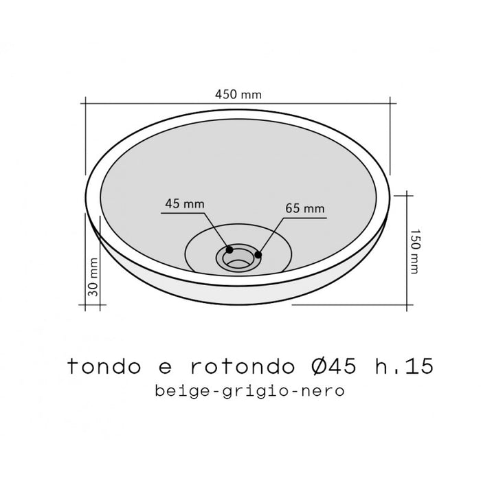 Lavabo da Appoggio in Marmo Tondo Nero Bocciardato