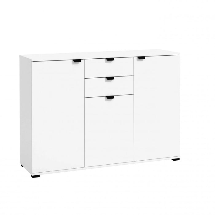 credenza moderna con 3 ante e 2 cassetti cm 135 x 40 x 95 h - PLUS Colore: Bianco