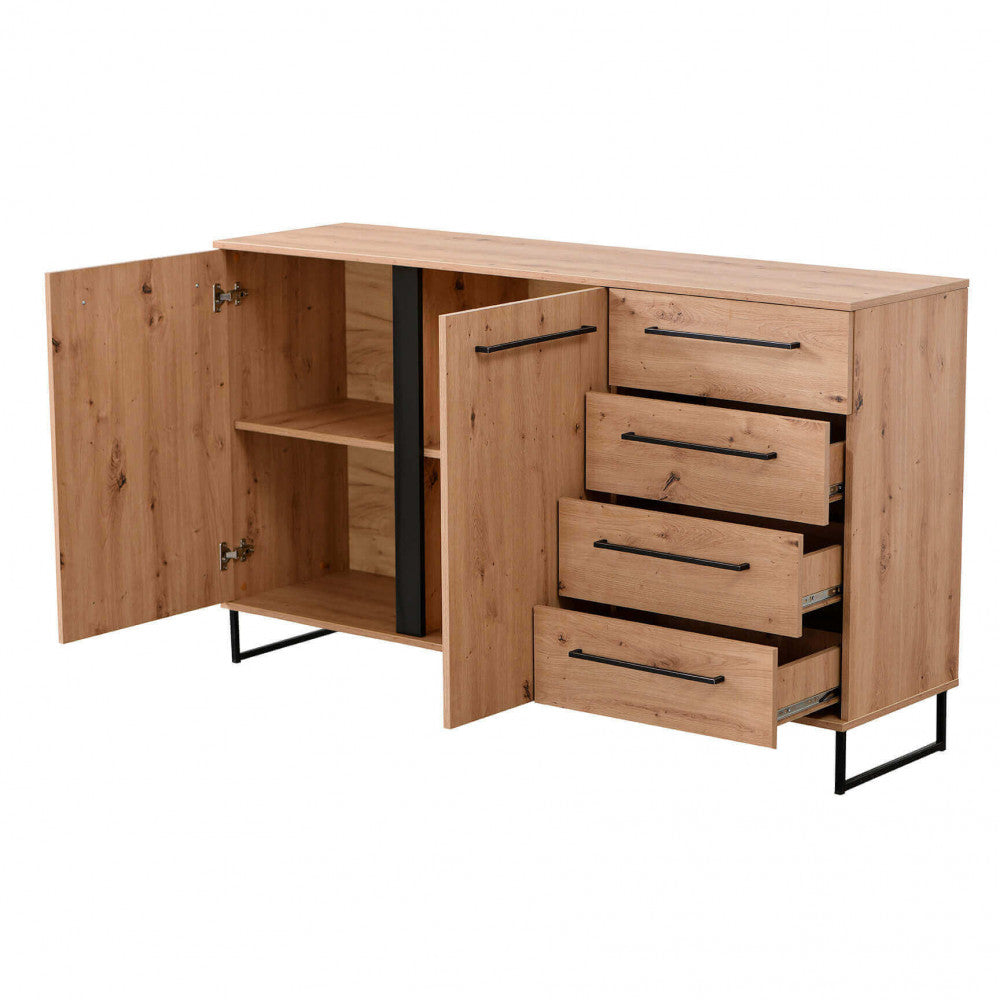 credenza con 2 ante e 4 cassetti cm 159 x 42 x 92,5 h - ZENWOOD