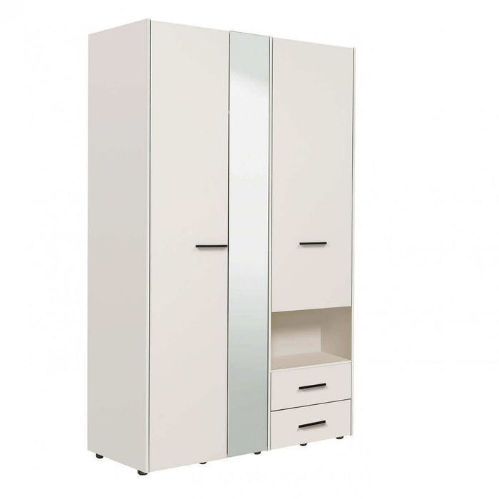 armadio 2 ante 2 cassetti con specchio cm 127,5 x 55 x 205,5 h - CLEANLINE Colore: Bianco