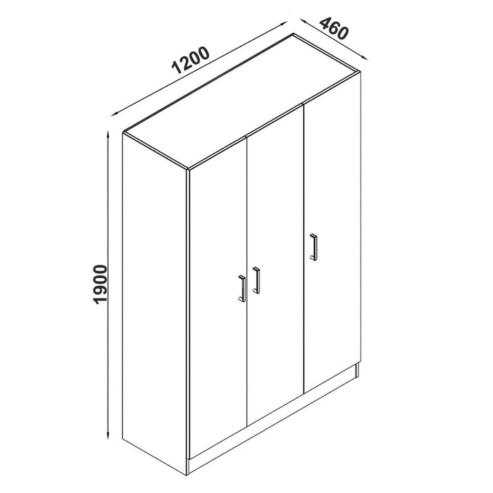 armadio a 3 ante cm 120x46x190 h - OLMO