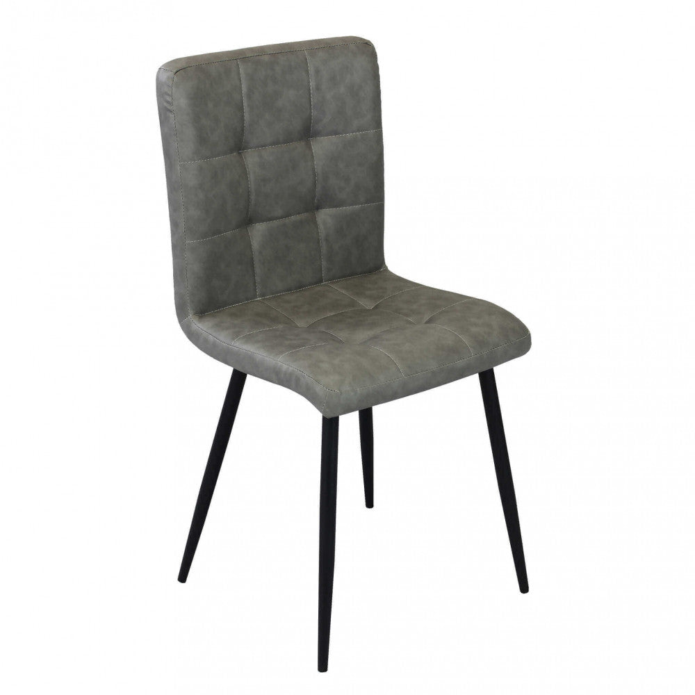 Sedia per Sala da Pranzo in Ecopelle,Metallo cm 40x41x89 - ELEONORE Colore: Grigio