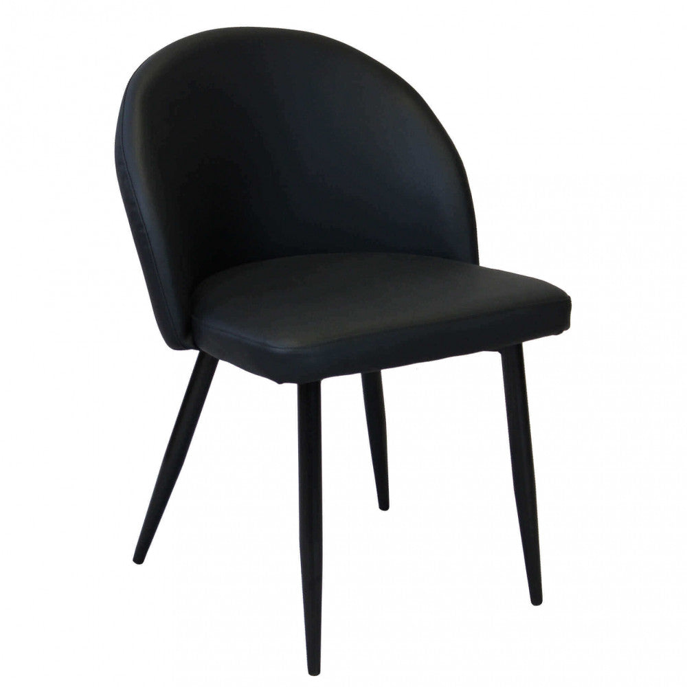 Poltrona per Sala da Pranzo in Ecopelle,Metallo cm 44x47x78 - POO Colore: Nero