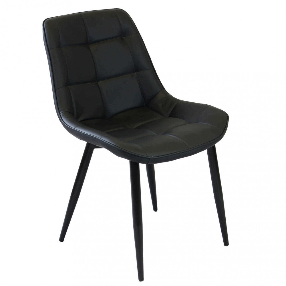 Poltrona per Sala da Pranzo in Ecopelle,Metallo cm 44x50x83 - WINNY Colore: Nero