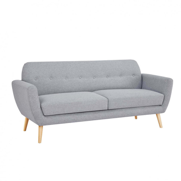 Divano tre posti Scandinavo in Tessuto cm 193x79x86 - SILENTE Colore: Grigio chiaro