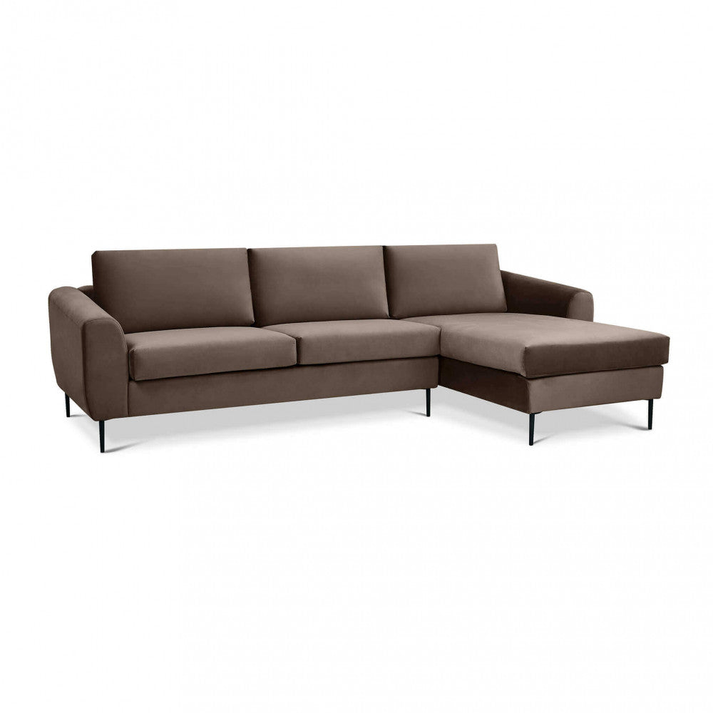 Divano moderno con chaise lounge in Tessuto cm 181x96x84 - RIKI Colore: Marrone