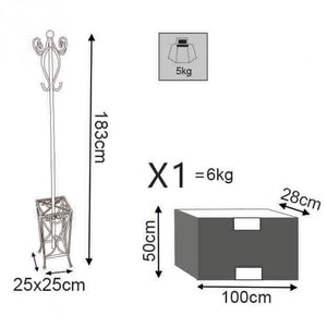 Appendiabiti da terra con portaombrelli in Acciaio cm 25x25x183 - CLIFFORD