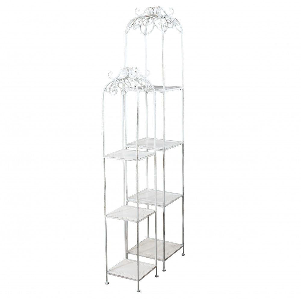 Set di 2 scaffali stile provenzale verniciato in Alluminio cm 27x27x162 - DENHOLM