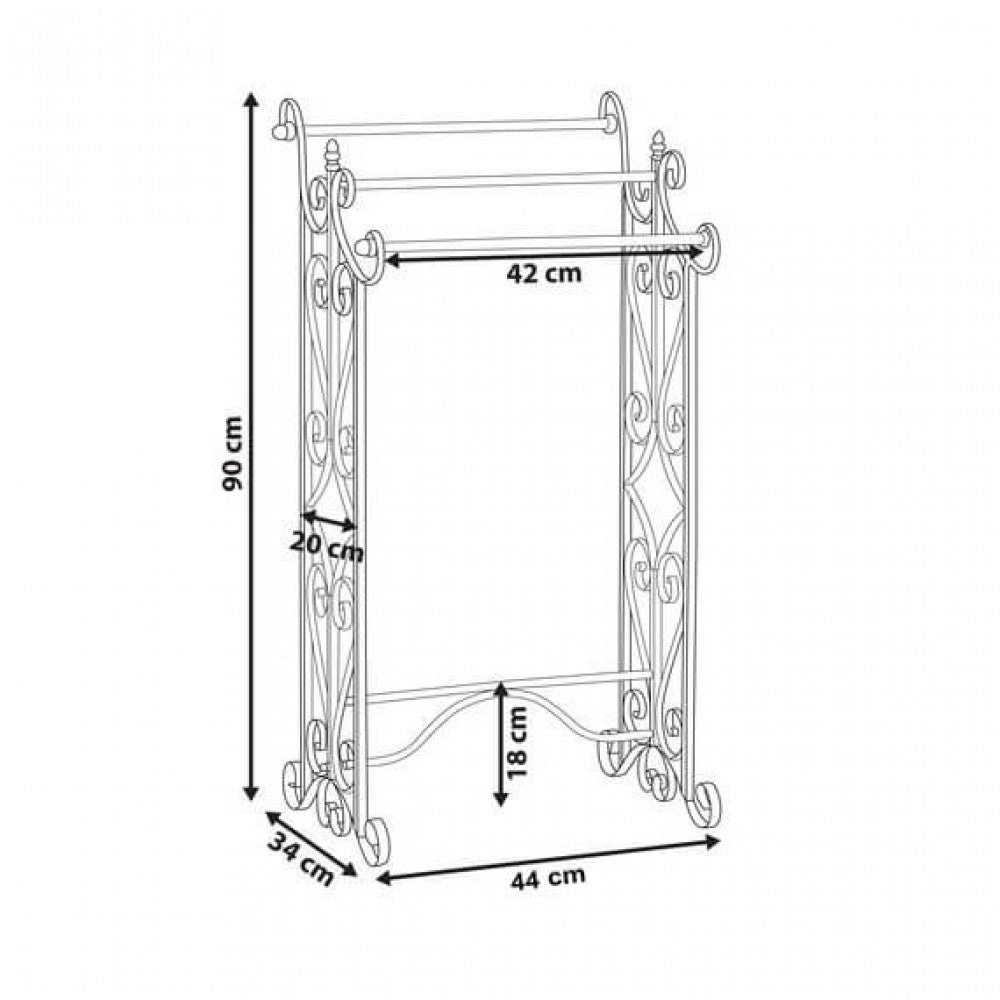 Porta asciugamani stile provenzale verniciato in Acciaio cm 44x34x90 - KEITH