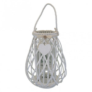 Lanterna in Vimini Rotonda in Vimini,Vetro cm 33x33x46 - TREV Colore: Bianco