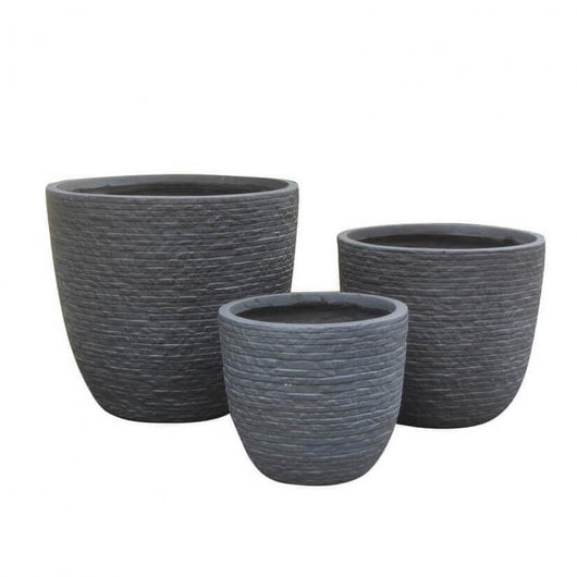 Set di 3 vasi da Giardino in Fibra di argilla cm 44x44x39 - DUDLEY Colore: Grigio