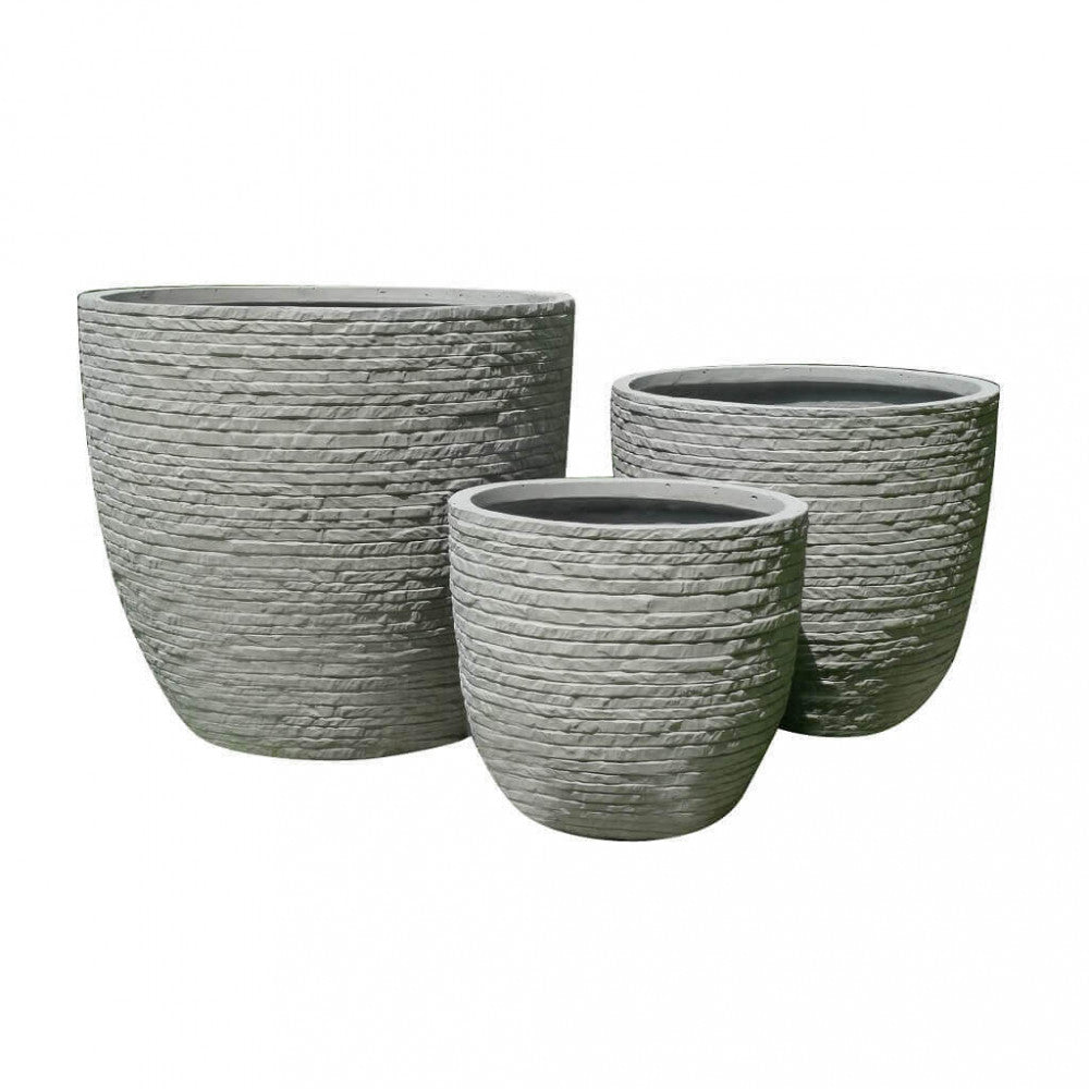 Set di 3 vasi da Giardino in Fibra di argilla cm 44x44x39 - DUDLEY Colore: Grigio