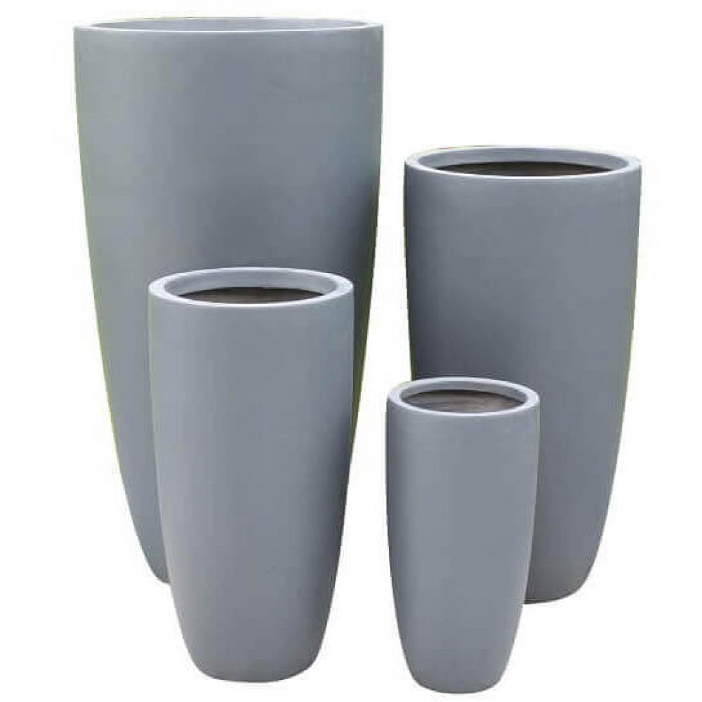 Set di 4 vasi da Giardino in Fibra di argilla cm 54x54x101 - DERRICK Colore: Grigio