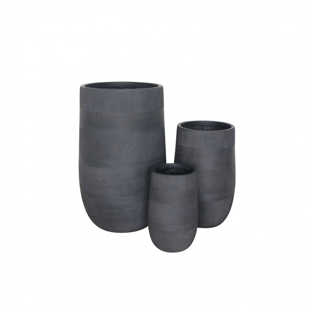 Set di 3 vasi in Fibra sintetica cm 57x57x57 - WILBUR Colore: Grigio scuro