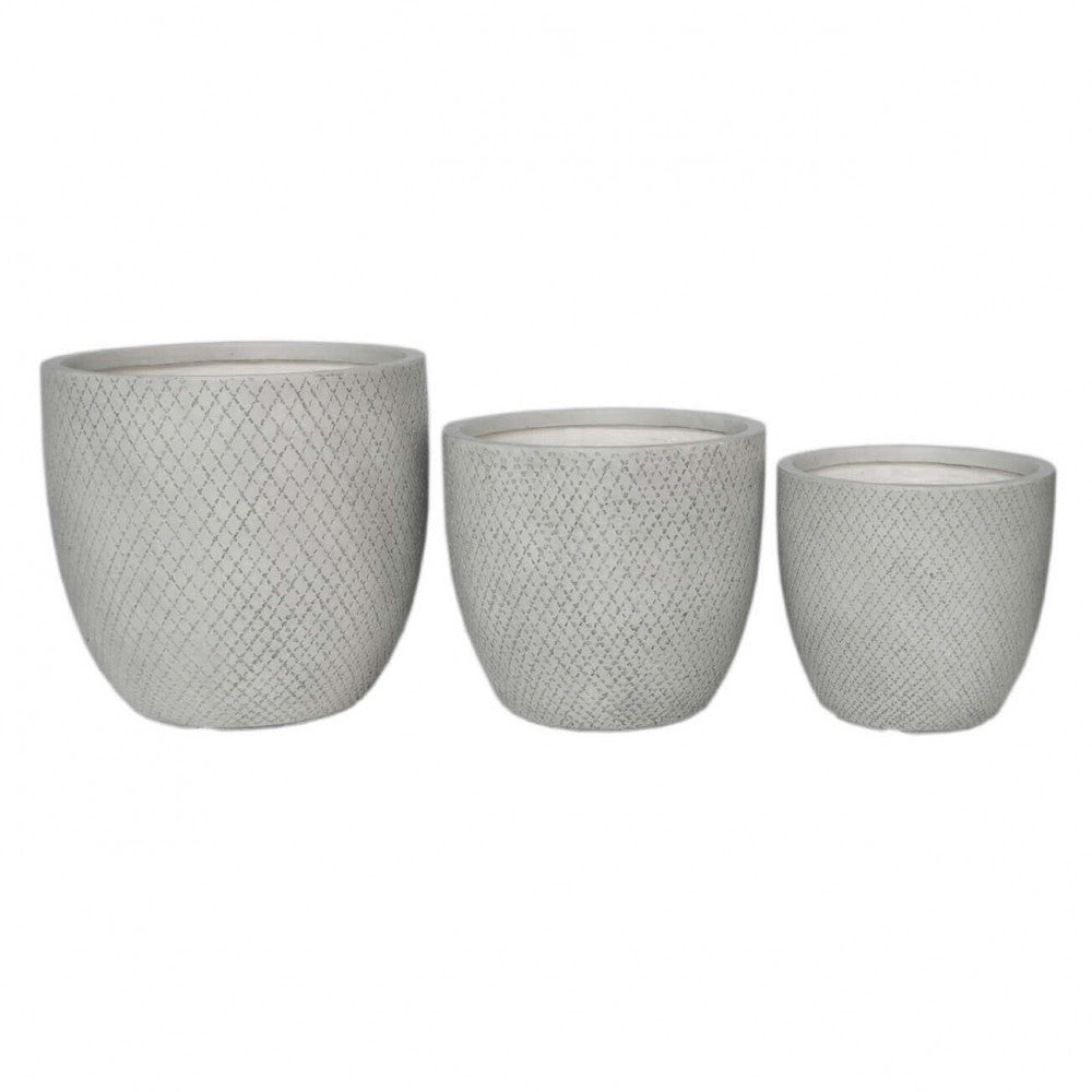 Set di 3 vasi in Fibra di argilla cm 45x45x44 - EARL