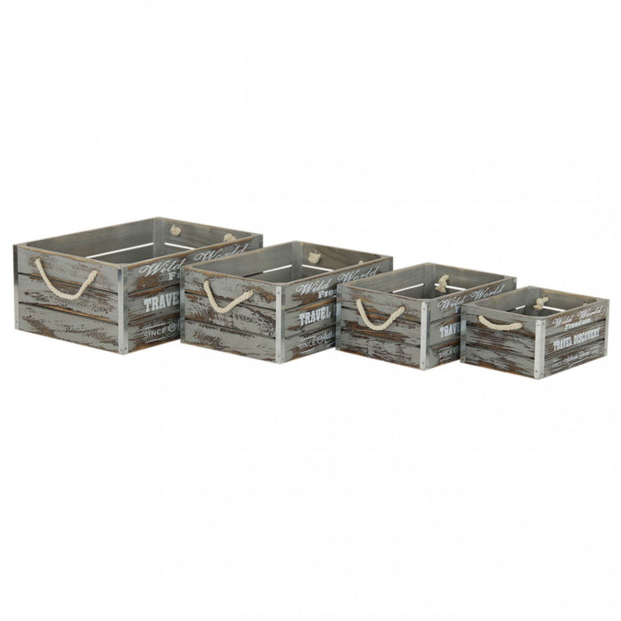 Set di 4 cassette in Legno cm 41x29x17 - GREY