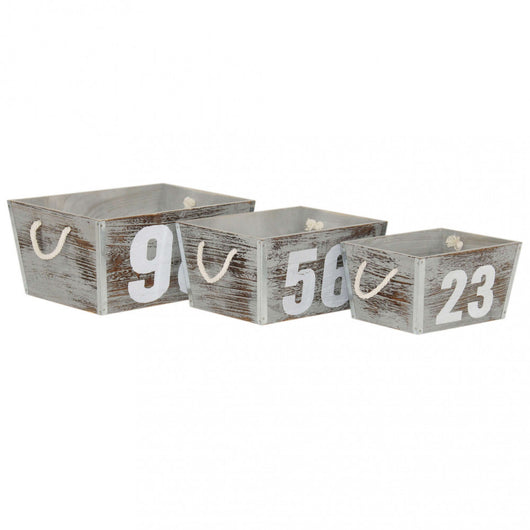 Set di 3 cassette in Legno cm 38x28x18 - LENNOX