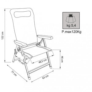 Poltrona da spiaggia Pieghevole in Alluminio,Textilene cm 77x63x118 - LANE
