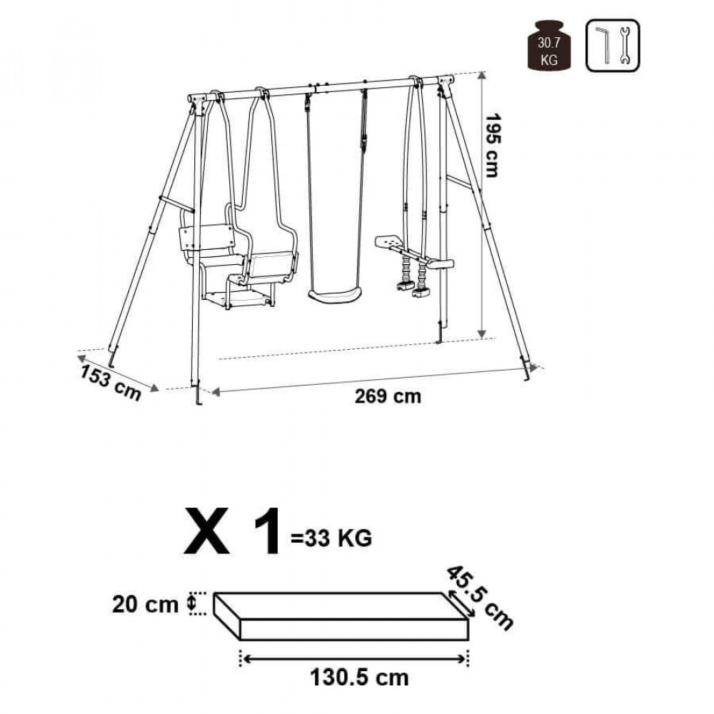 Altalena per bambini 5 posti in Acciaio cm 153x269x195 - MASHA