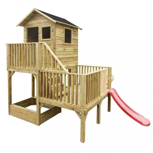 Casetta per bambini con scivolo in Legno cm 176x176x273 - VERO