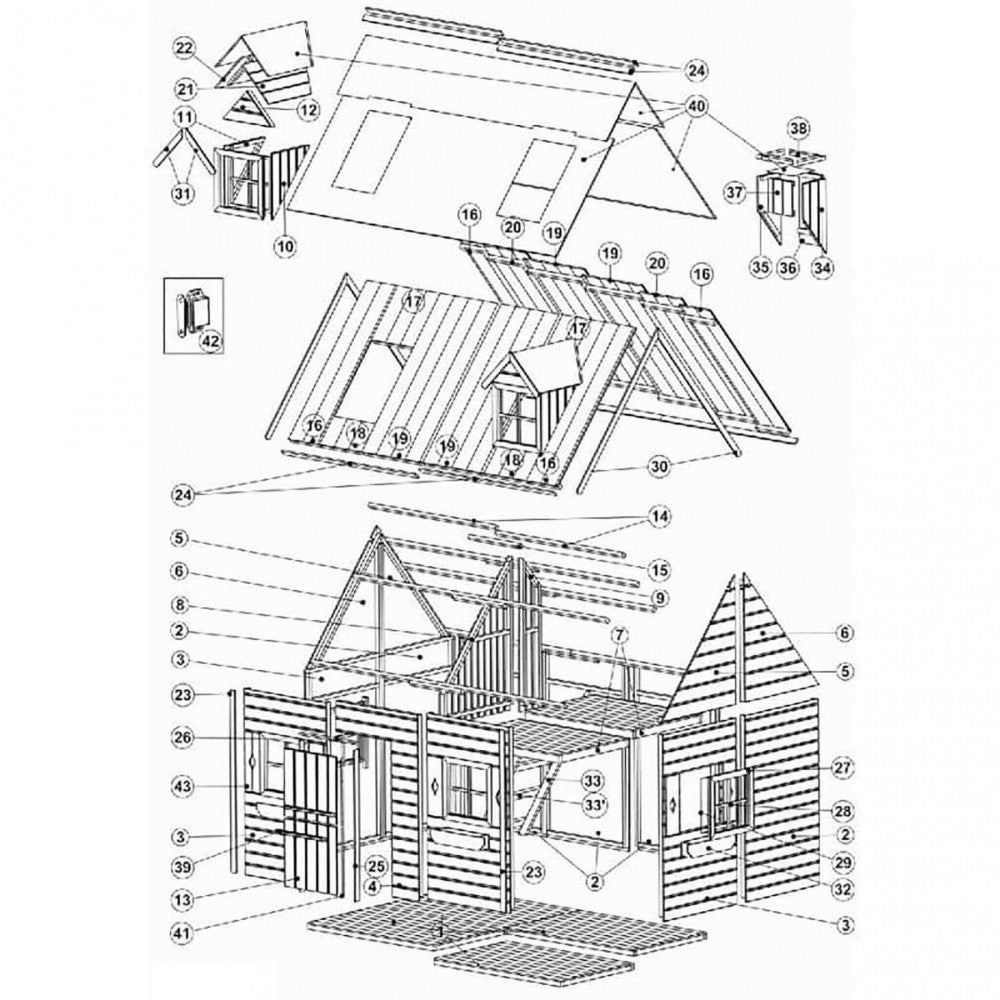 Casetta per bambini in Legno cm 161x248x218 - DAVE