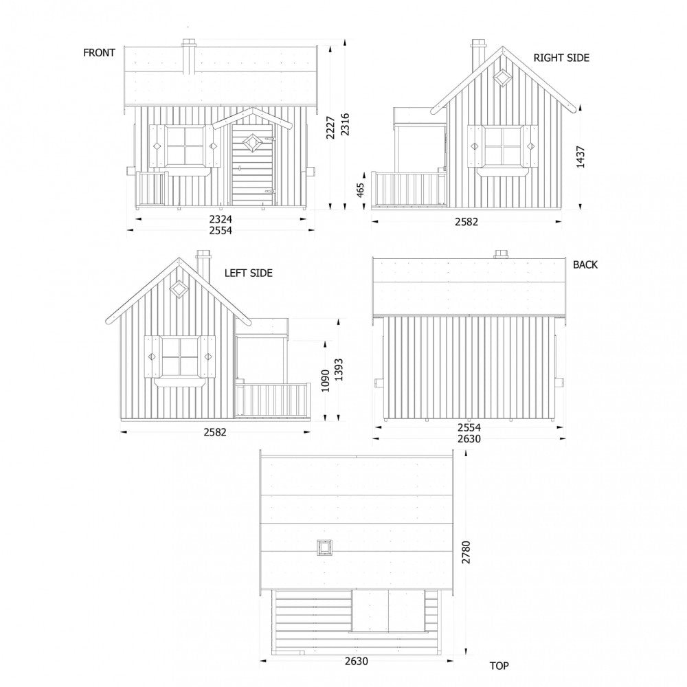 Casetta per bambini in Legno cm 258x255x231 - TEK