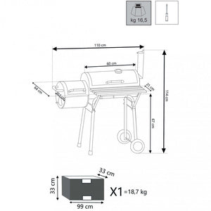 Barbecue a Carbonella con Affumicatore in Acciaio cm 110x66x114 - RIBS