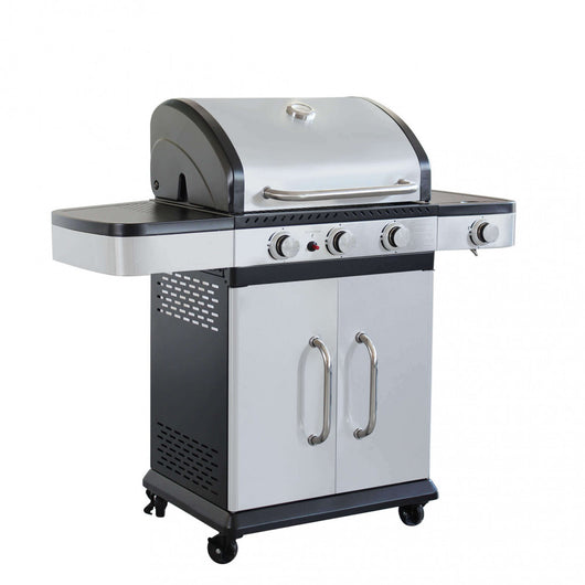 Barbecue a gas Inox 3 fuochi + 1 in Acciaio cm 122x57x112 - ANGUS