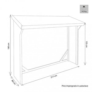 Legnaia da Giardino impregnata in Legno cm 217x80x180 - SACHEVERELL