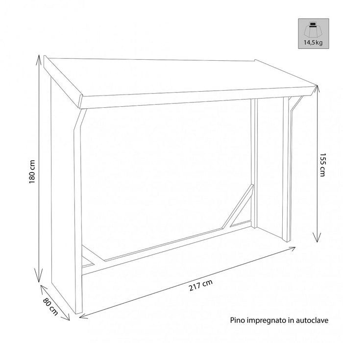 Legnaia da Giardino impregnata in Legno cm 217x80x180 - SACHEVERELL