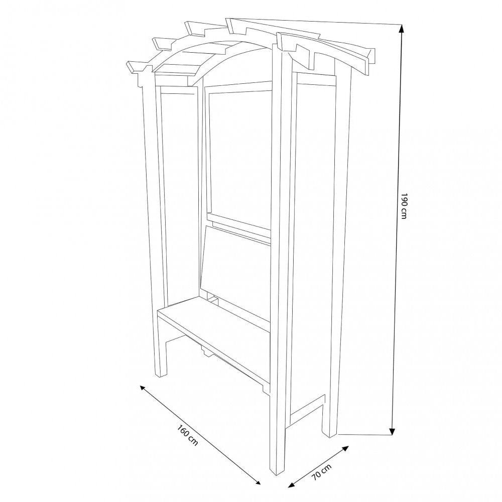 Pergola con panca da Giardino in Legno cm 160x190x70 - TRENTON