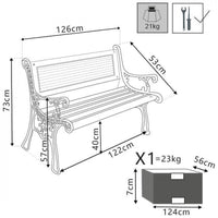 Panca in ghisa e Legno in Legno,Ghisa cm 126x72x63 - JERROLD