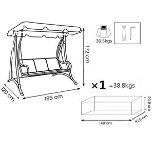 Dondolo da Giardino in Acciaio,Textilene cm 194x119x170 - GIFFARD