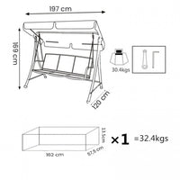 Dondolo da Giardino in Acciaio,Textilene cm 206x160x130 - EBENEZER