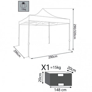 Gazebo Pieghevole con sacca protettiva 3x3 in acciaio,poliestere - WILSON